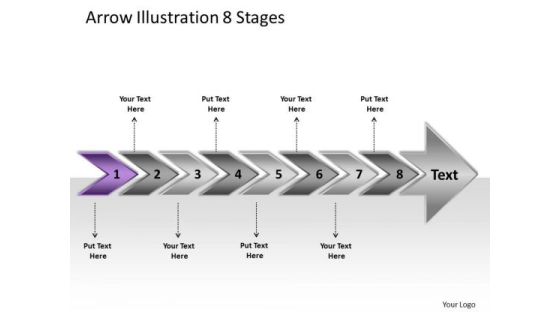 Arrow Illustration 8 Stages Flow Chart Slides PowerPoint