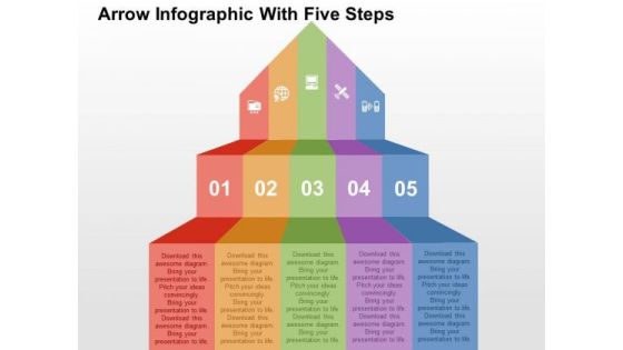 Arrow Infographic With Five Steps PowerPoint Templates