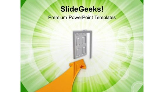 Arrow Pointing Towards Door Of Success PowerPoint Templates Ppt Backgrounds For Slides 0513