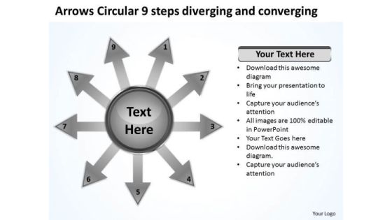 Arrows Circular 9 Steps Diverging And Converging Diagram PowerPoint Slides Arrows Circular 9 Steps Diverging And Converging Diagram PowerPoint Slides