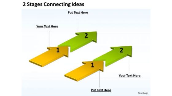 Arrows For PowerPoint 2 Stages Connecting Ideas Slides