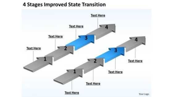 Arrows For PowerPoint 4 Stages Improved State Transition Templates