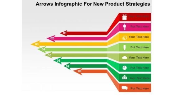 Arrows Infographic For New Product Strategies PowerPoint Template Arrows Infographic For New Product Strategies PowerPoint Template