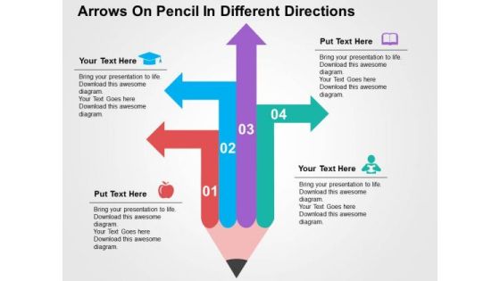 Arrows On Pencil In Different Directions PowerPoint Template Arrows On Pencil In Different Directions PowerPoint Template