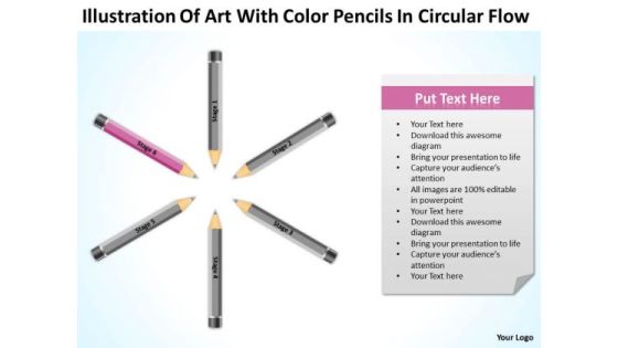 Art With Color Pencils In Circular Flow Ppt Business Plan PowerPoint Slides