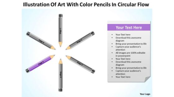 Art With Color Pencils In Circular Flow Ppt Business Plan Start Up PowerPoint Template