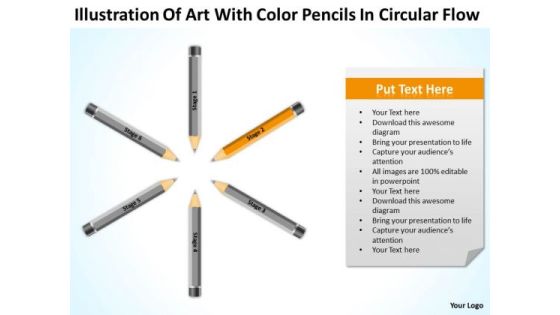 Art With Color Pencils In Circular Flow Ppt Sample Business Plan Templates PowerPoint