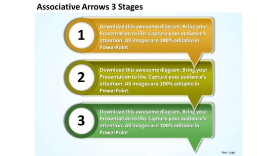 Associative Arrows 3 Stages PowerPoint Flow Chart Slides Associative Arrows 3 Stages PowerPoint Flow Chart Slides
