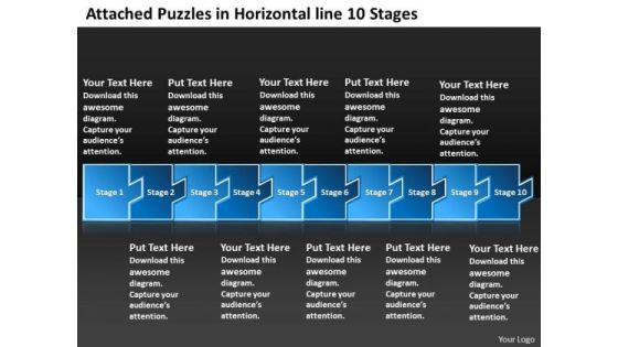 Attached Puzzles In Horizontal Line 10 Stages Vision Flow Charts PowerPoint Slides Attached Puzzles In Horizontal Line 10 Stages Vision Flow Charts PowerPoint Slides