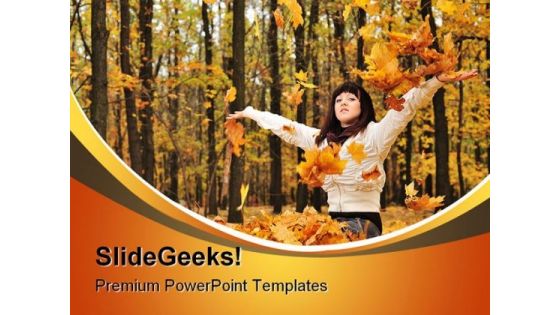Autumn Girl Nature PowerPoint Template 1010