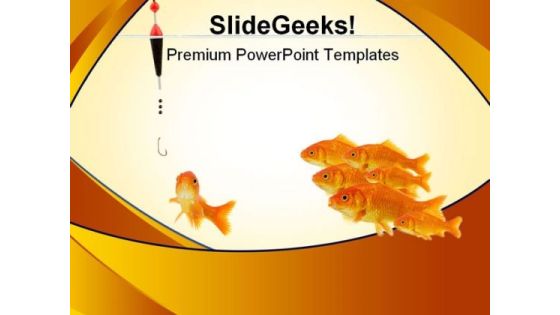 Bait Gold Fishes PowerPoint Template 0810