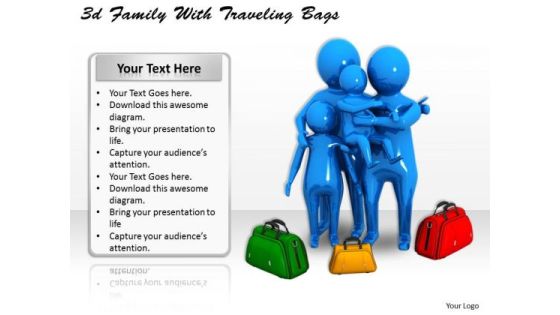 Basic Marketing Concepts 3d Family With Traveling Bags Business Basic Marketing Concepts 3d Family With Traveling Bags Business