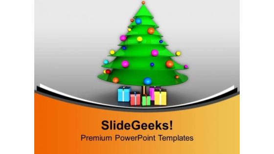 Beautiful Christmas Tree For Celebration PowerPoint Templates Ppt Backgrounds For Slides 0413