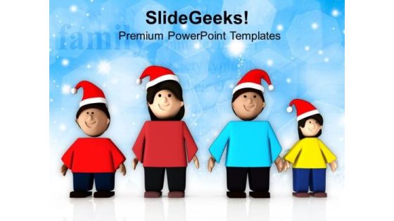 Beautiful Family With Hat Of Santa Claus PowerPoint Templates Ppt Backgrounds For Slides 0713 Beautiful Family With Hat Of Santa Claus PowerPoint Templates Ppt Backgrounds For Slides 0713