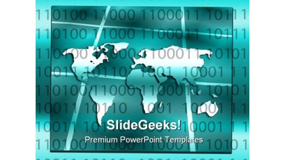 Binary Code With World Map Business PowerPoint Themes And PowerPoint Slides 0511 Binary Code With World Map Business PowerPoint Themes And PowerPoint Slides 0511