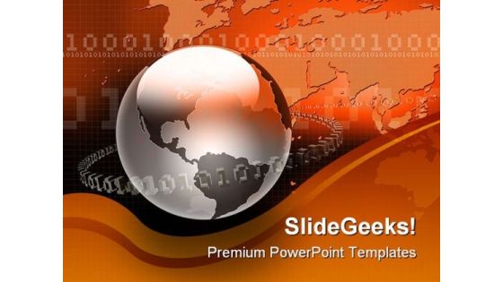 Binary Map And Globe PowerPoint Template 1010 Binary Map And Globe PowerPoint Template 1010
