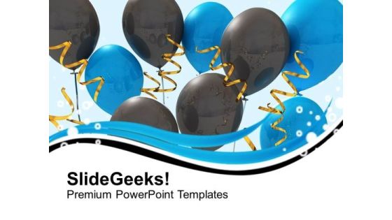 Blue And Black Balloons With Ribbons Party PowerPoint Templates Ppt Backgrounds For Slides 1212 Blue And Black Balloons With Ribbons Party PowerPoint Templates Ppt Backgrounds For Slides 1212