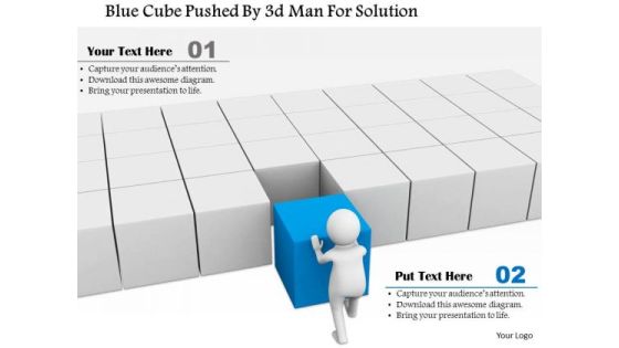Blue Cube Pushed By 3d Man For Solution Blue Cube Pushed By 3d Man For Solution
