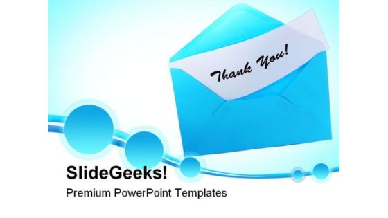 Blue Envelope With Thank You Festival PowerPoint Backgrounds And Templates 1210