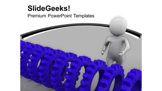 Blue Gears And A Man 3d Illustration PowerPoint Templates Ppt Backgrounds For Slides 0713 Blue Gears And A Man 3d Illustration PowerPoint Templates Ppt Backgrounds For Slides 0713