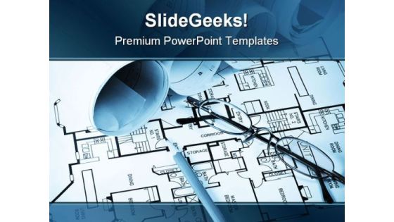 Blue Print Construction PowerPoint Template 0810 Blue Print Construction PowerPoint Template 0810