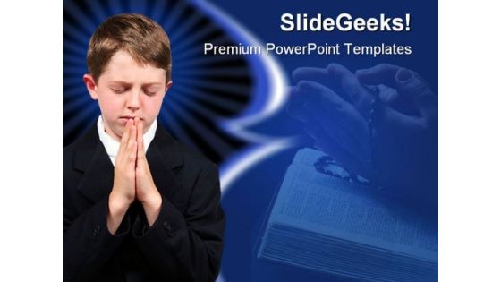 Boy Praying Religion PowerPoint Template 0810 Boy Praying Religion PowerPoint Template 0810