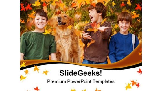 Boys In The Fall Leaves Nature PowerPoint Templates And PowerPoint Backgrounds 0511 Boys In The Fall Leaves Nature PowerPoint Templates And PowerPoint Backgrounds 0511