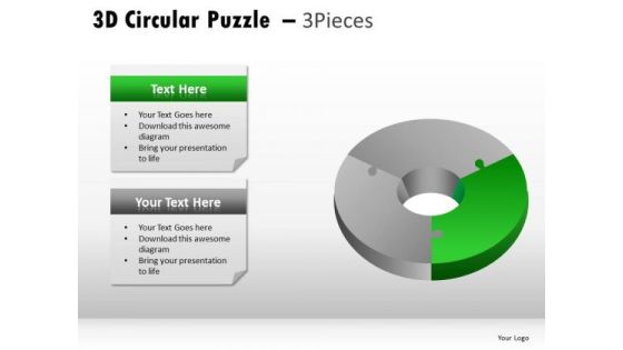 Bright 3d Circular Puzzle 3 Pieces PowerPoint Slides And Ppt Diagram Templates