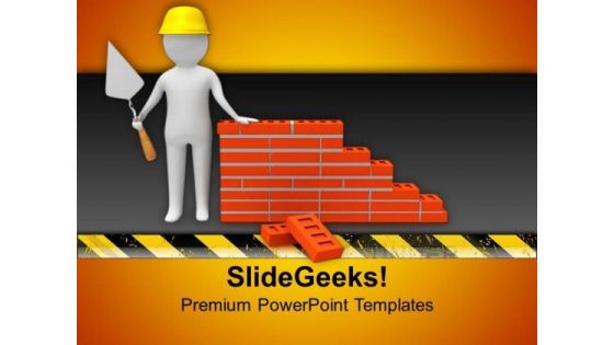 Builder With Helmet And Bricks PowerPoint Templates Ppt Backgrounds For Slides 0713 Builder With Helmet And Bricks PowerPoint Templates Ppt Backgrounds For Slides 0713