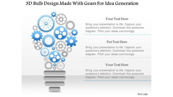 Busines Diagram 3d Bulb Design Made With Gears For Idea Generation Presentation Template Busines Diagram 3d Bulb Design Made With Gears For Idea Generation Presentation Template