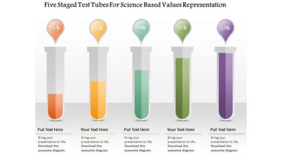 Busines Diagram Five Staged Test Tubes For Science Based Values Representation Ppt Template