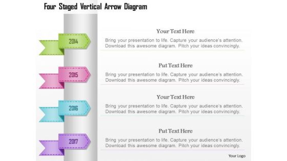 Busines Diagram Four Staged Vertical Arrow Diagram Presentation Template