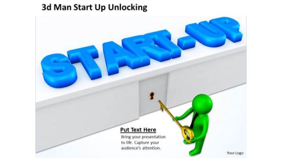 Business Analyst Diagrams 3d Man Start Up Unlocking PowerPoint Templates