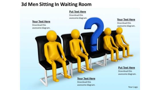 Business And Strategy 3d Men Sitting Waiting Room Concept Statement Business And Strategy 3d Men Sitting Waiting Room Concept Statement