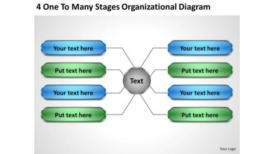 Business Case Diagram 4 One To Many Stages Organizational PowerPoint Slides Business Case Diagram 4 One To Many Stages Organizational PowerPoint Slides
