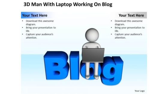 Business Cycle Diagram 3d Man With Laptop Working On Blog PowerPoint Templates