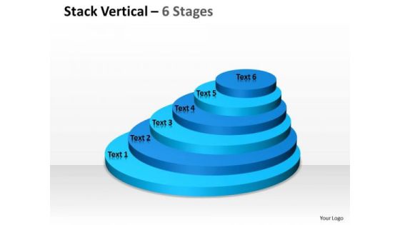 Business Cycle Diagram Stack Vertical With 6 Stages For Marketing Strategy Diagram