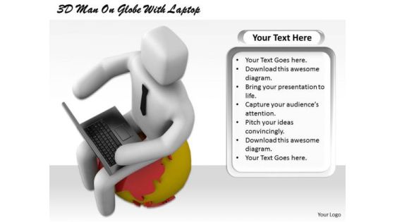 Business Development Strategy Template 3d Man On Globe With Laptop Characters