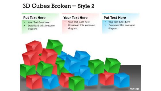 Business Diagram 3d Cubes Broken Style Marketing Diagram