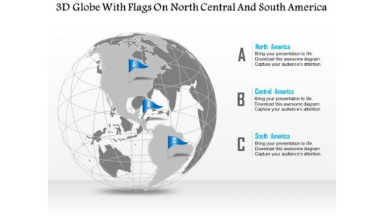 Business Diagram 3d Globe With Flags On North Central And South America Presentation Template Business Diagram 3d Globe With Flags On North Central And South America Presentation Template