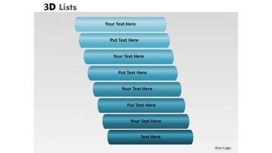 Business Diagram 3d List With 8 Stages For Business Process Strategy Diagram