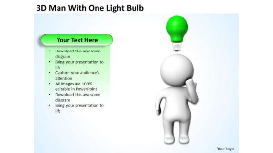 Business Diagram 3d Man With One Light Bulb PowerPoint Templates