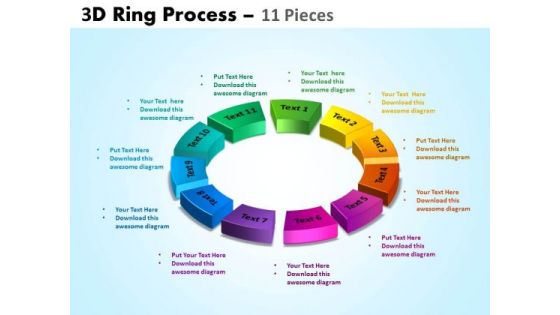 Business Diagram 3d Ring Process 11 Pieces Sales Diagram