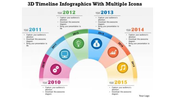 Business Diagram 3d Timeline Infographics With Multiple Icons Presentation Template