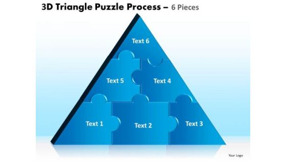 Business Diagram 3d Triangle Puzzle Process 6 Pieces Strategic Management