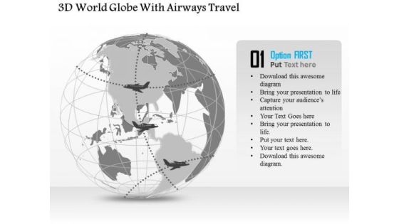 Business Diagram 3d World Globe With Airways Travel Presentation Template Business Diagram 3d World Globe With Airways Travel Presentation Template