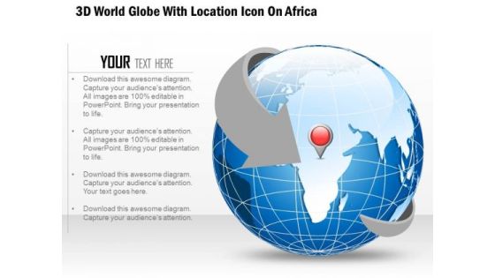 Business Diagram 3d World Globe With Location Icon On Africa Presentation Template Business Diagram 3d World Globe With Location Icon On Africa Presentation Template