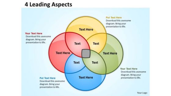 Business Diagram 4 Leading Aspects Flow Sales Diagram