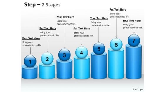 Business Diagram 7 Steps For Linear Flow Sales Diagram