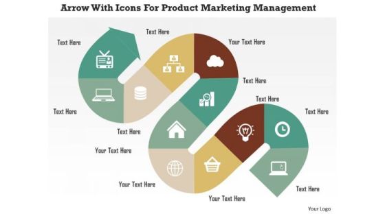 Business Diagram Arrow With Icons For Product Marketing Management Presentation Template